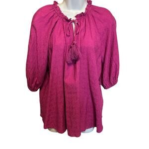 Y2K Knox Rose Women Top‎ 2X Magenta Boho Cottagecore Peasant Whimsical Festival